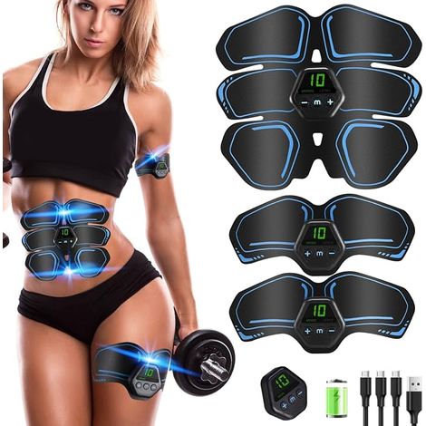 Dispositivo portatile per elettrostimolazione muscolare con schermo LCD, per addominali, braccia e gambe, colore blu. - AquaForge (1/3)