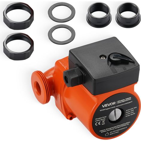 VEVOR Pompe de circulation deeau chaude en fonte, pompe de chauffage a haut rendement 55 L/min, raccord filete, reglage a 3 vitesses, fonctionnement silencieux, pour systeme de chauffage domestique