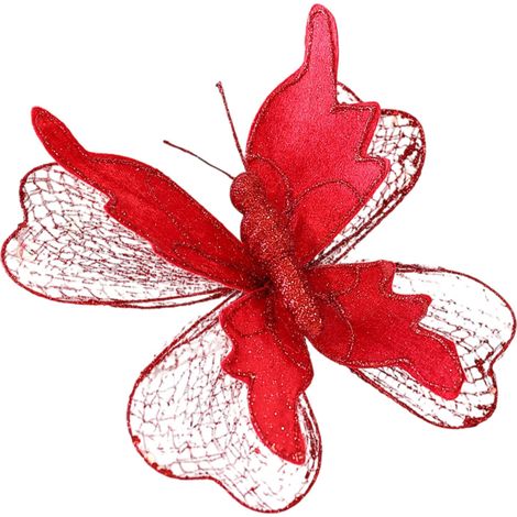 Farfalla ornamentale in tessuto a rete da 22 cm, ali rosse