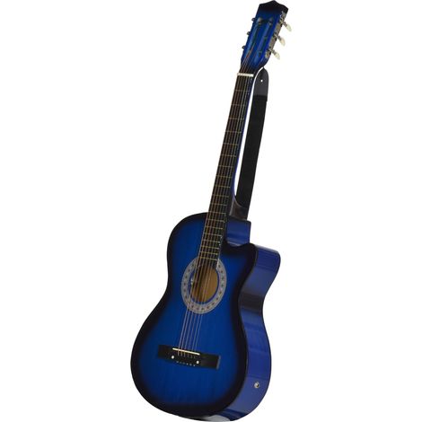 Guitare électrique complète kit housse câble médiators bleu noir 96,5 x 35,8 x 8,5 cm