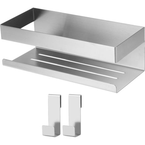 Doucheplank - Montaje En Pared Con Adhesivo Fuerte - Estructura Abierta Con Orificios De Drenaje - Acero Inoxidable 304 - Impermeable Y Anticorrosión - Para Baño Y Cocina - 23x10x8 cm (1/5)