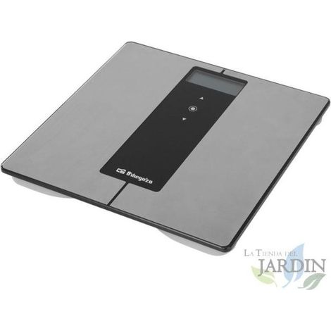 Pèse-personne électronique Orbegozo. Surface en acier inoxydable et verre trempé. Capacité maxi: 180kg