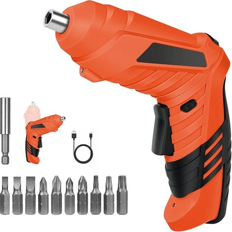 3.5 Nm Cordless Drill Bit Screwdriver 1300 mAh 3.6 V + 11 Drills, 2 Directions Rotation + LED Light, USB Charging Cable, Ideal for Craftsmen, Furniture and Toy Installation (1/5)