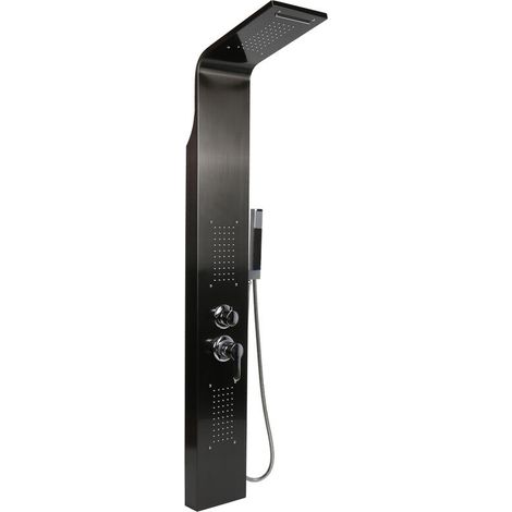 – Colonne de douche hydromassante en acier inox – Panneau avec douche pluie et jets massants – Mitigeur monocommande intégré – 140 x 20 x 7 cm (1/5)