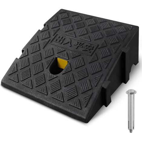 Non-Slip Rubber Ramp for Sidewalk, Car, Wheelchair, Motorcycle and Dog - Height 7-13cm, Black, Weather Resistant, with 1 Extension Bolt (1/5)