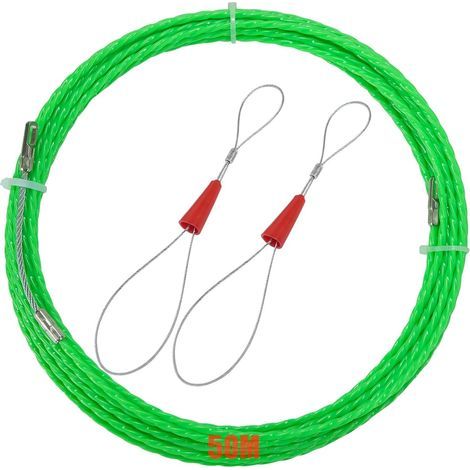 Aiguille Electricien: 50m Tire Fil Electriques 4,5mm De Diamètre avec 2 Tête Guidage, Tire Fils Electrique, Kit Rétractable D’Installation Cable Pour Câbles Et Installations Electriques (1/5)