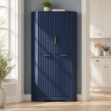 Armadio angolare blu a 4 ante con ripiani regolabili, 60 x 60 x 172 cm (1/5)