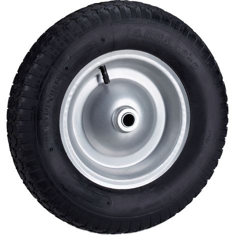 Set da 4 Ruote per Carriola 4.80 4.00-8 Pneumatico ad Aria, Cerchione in Acciaio con Valvola, Max. 120 kg, Nero