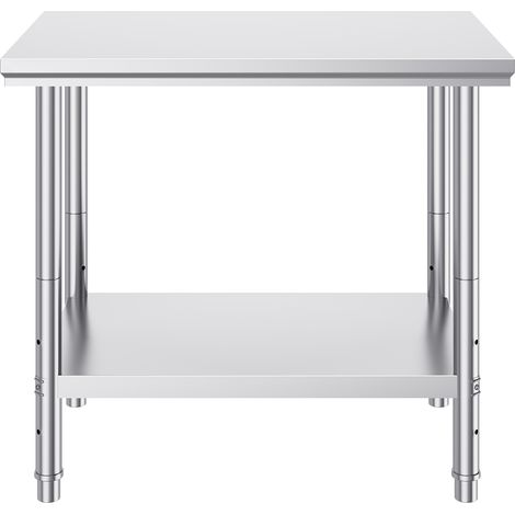 Mophorn Tavolo da preparazione in acciaio inossidabile, 35x24x31", capacità 700 libbre, tavolo da lavoro resistente, 3 altezze regolabili, uso commerciale, cucina/garage/ristorante/cortile (1/5)