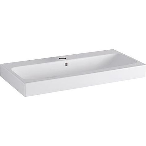 Geberit – Lavabo suspendu 90x48,5cm blanc – Avec trop-plein et trou pour robinet – Encastrable – Combinable avec meubles sous-lavabo (1/4)