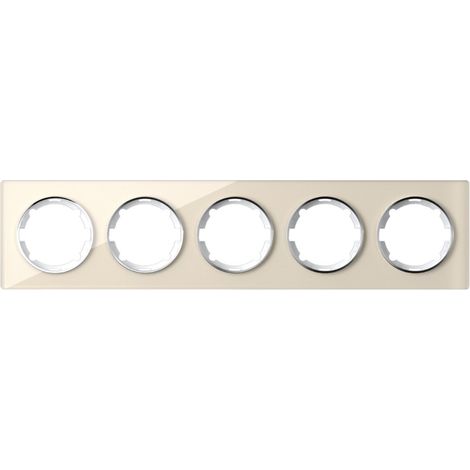Plaque de finition Garda, en verre, horizontal, 5 postes - beige