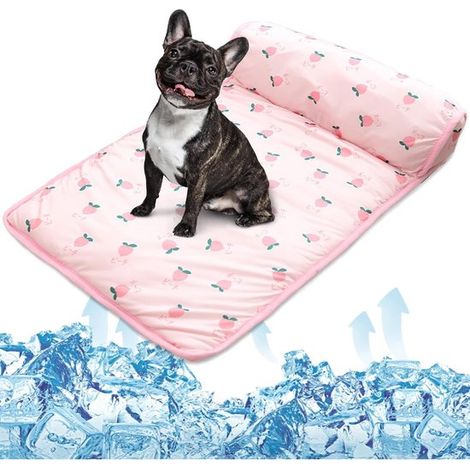 Kühlendes Hundebett kühlendes Haustierkissen mit Polster kühlende Hundedecke aus Eisseide selbstkühlendes Kissen für Katzen und Hunde waschbares rosa (1/5)