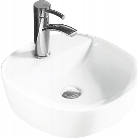 Lavabo cerámico sobre encimera 40x40x12 cm, Bianco