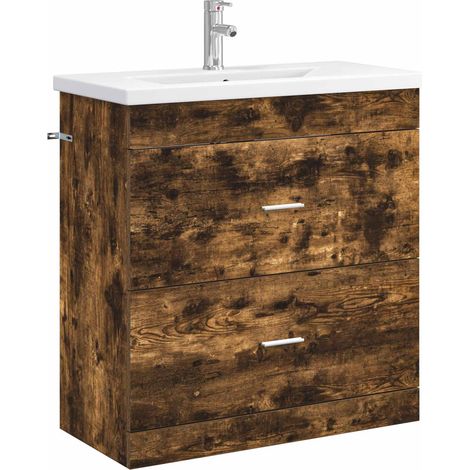 Bathroom Furniture Set Smoked Oak 81 x 40 x 84.5 cm vidaXL