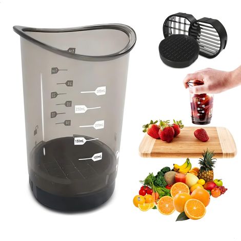 Coupe Frites Manuel,DéCoupeur de Légumes Rapide,Coupe Fruit avec Lame Amovible en Acier Inoxydable 2 Pièces,Coupe Pomme de Terre,Découper en Morceaux,Tranches et Bâtonnets,Trois en Un (1/5)