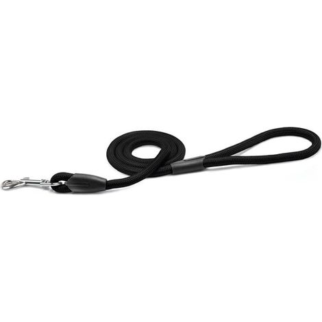 Laisse Tubulaire pour Chien en Nylon Souple et résistant avec détails en Plastique - Mousqueton en métal - Taille M - 1,8 cm x 150 cm - Noir (1/2)