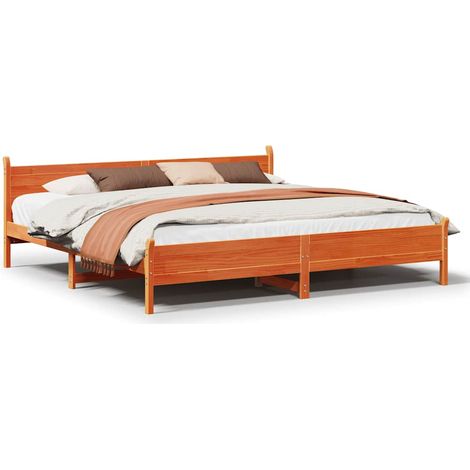 Maison Exclusive - Letto senza Materasso Marrone Cera 200x200 cm in Legno di Pino (1/5)