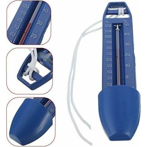 Thermomètre de piscine, thermomètres à eau de qualité supérieure avec ficelle, poche intégrée et résistant aux éclats, idéal pour toutes les piscines extérieures/intérieures, spas, bains (1/5)