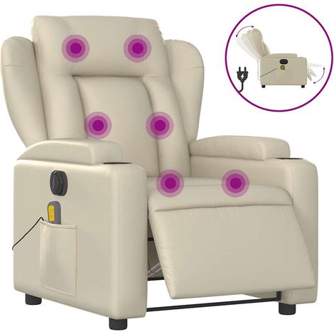 Maison Exclusive - Massagesessel Elektrisch Creme Kunstleder