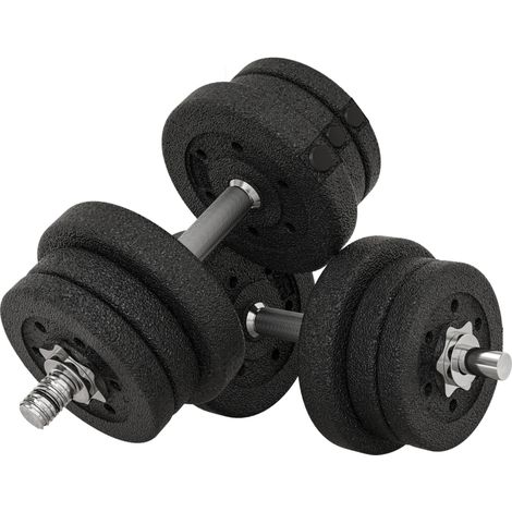 Set di manubri da 25 kg con dischi per manubri per casa, ufficio, palestra in acciaio, pelle artificiale nera (1/5)