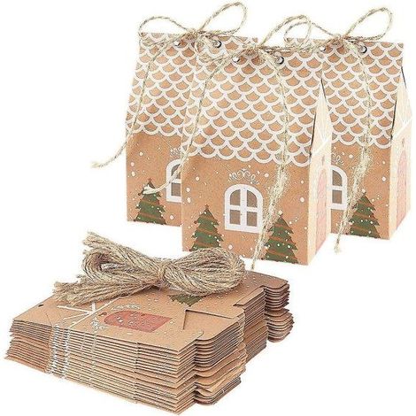 Lot de 20 boîtes cadeaux pour sapin de Noël, sachets de bonbons en papier kraft de qualité supérieure
