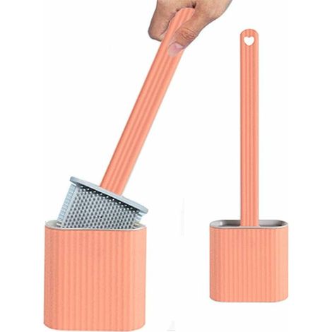 Brosse de Toilette Silicone Flexible,Brosse WC Plate,Brosse de Toilettes à Séchage Rapide,Brosse WC Suspendu,Brosse de Toilette en Silicone avec Support (1/5)