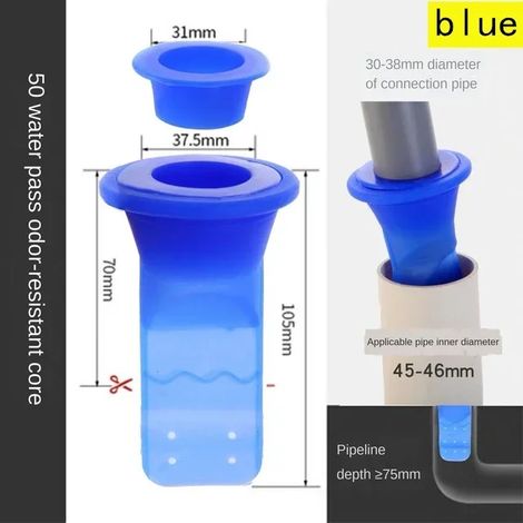 (blue-50MM)Floor drain anti odor toilet universal floor drain core inner core sewer invisible drain pipe backflow odor insect proofartifact (1/4)