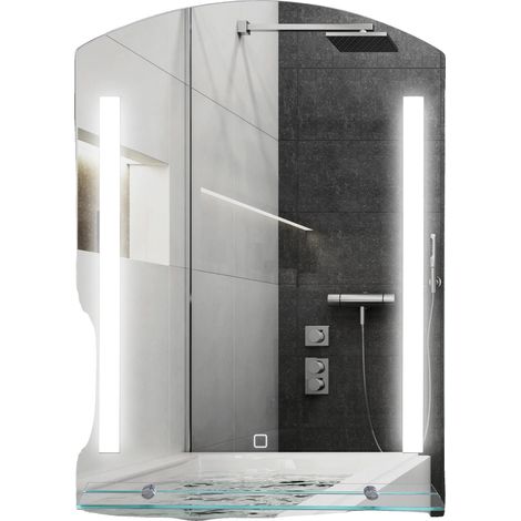 Espejo de baño, 70 x 50 cm, material de vidrio, tecnología LED, montaje en pared, iluminación de bajo consumo. (1/5)