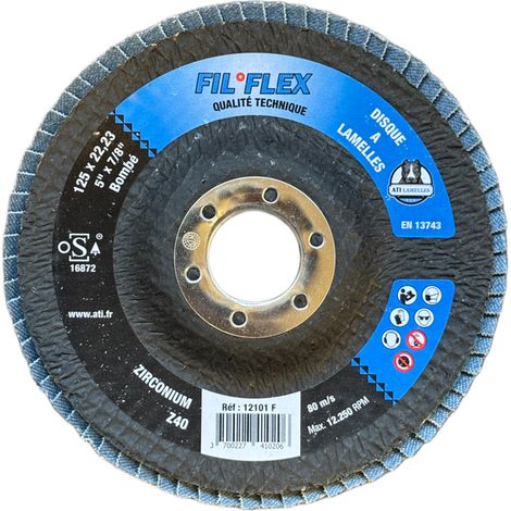 DISQUE A LAMELLES D125 GRAIN 40 BOMBÉ FIL FLEX