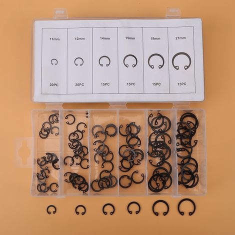 100-teiliges Sortiment an Sicherungsringen (11 mm – 21 mm), 6 Größen, inkl. Schachtel (1/5)