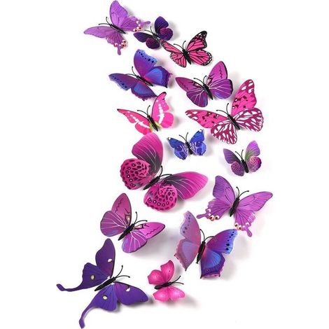 Stickers muraux 3D papillons - Décoration murale chambre enfant et bébé - Papillon violet (1/5)