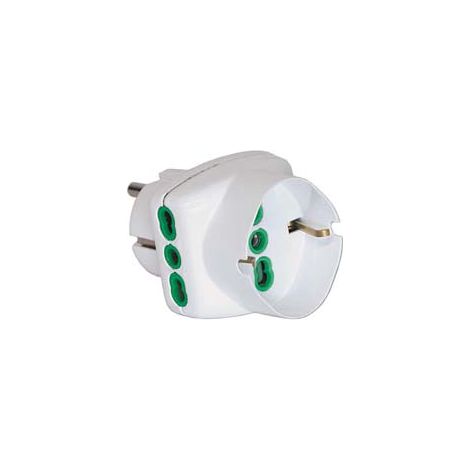 ADATTATORE TRIPLO 2 POLI + TERRA SCHUKO BIPASSO SPINA SCHUKO BIANCO- - bianco 82230 - 5 pezzi FANTON