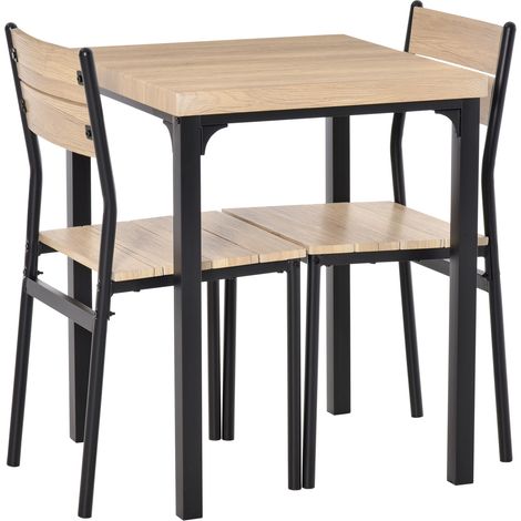 Ensemble table et chaises pour 2 personnes, table de cuisine avec chaises, table à manger 3 pièces avec 2 chaises encastrables, pour cuisine salon maison, bois de chêne clair