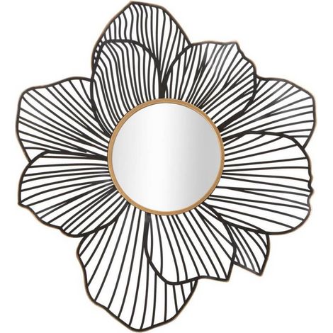 Specchio da parete fiore in ferro color nero per bagni e camere da letto (1/5)