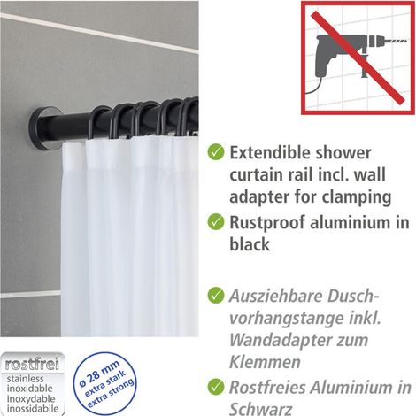 Barre de douche télescopique 70-115 cm – Aluminium inoxydable – Installation sans perçage – Résistante à l'eau