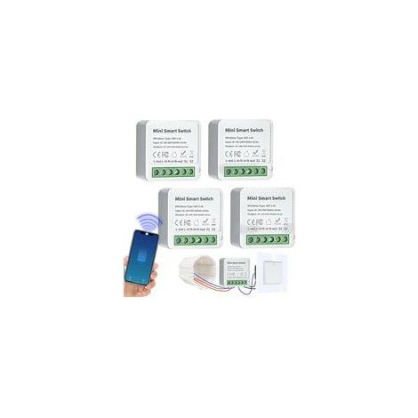 4 modules intelligents de commande murale avec 2 canaux – Interrupteur Wi-Fi à installation facile, compatible Tuya, Alexa et Google Home, nécessite un fil neutre (1/5)