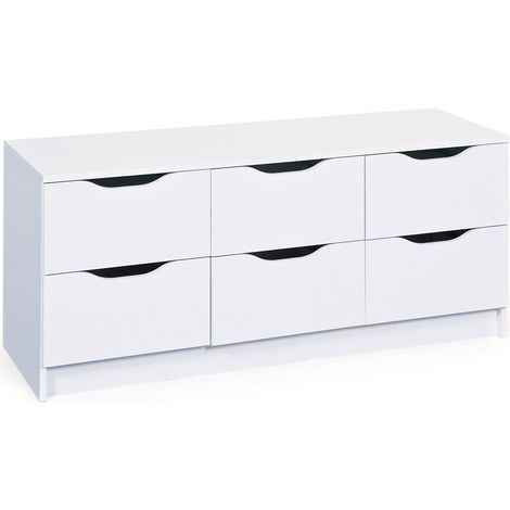 Commode 6 tiroirs 120x50x40 cm blanc - BRUCE