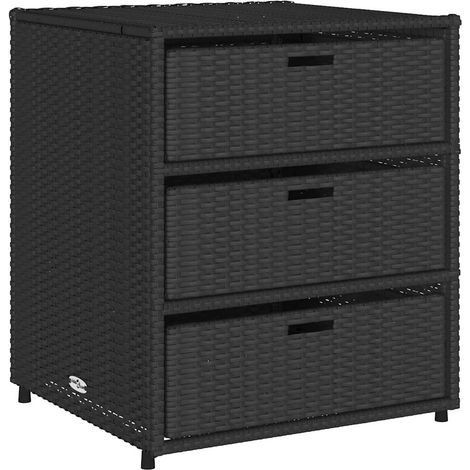 Armoire de rangement de jardin noir 55x59x69 cm résine tressée