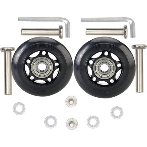 Accessoire réparation : 2 roues polyvalentes caoutchouc acier, alésage 8mm, diamètre 40-90mm pour valise et skateboard