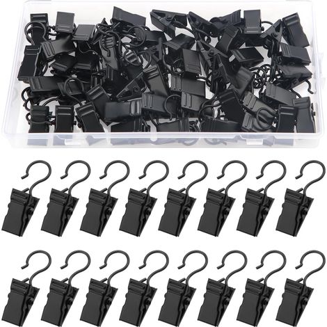 50 pezzi fermagli per tende in metallo, fermagli per tende, ganci decorativi per tende, per camera da letto, bagno, decorazione per la casa, nero