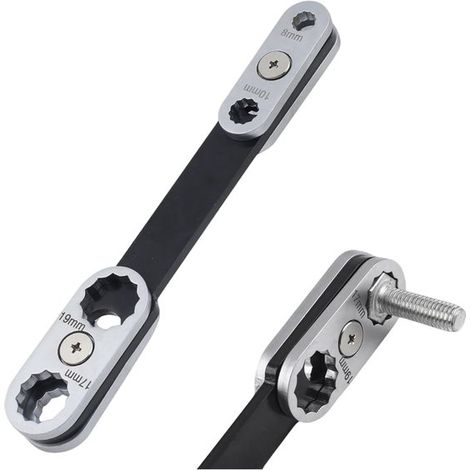 8 in 1 Universalschlüssel 360° drehbarer Kopf metrisch 8 bis 19 mm Kohlenstoffstahl für Auto und Haushalt 2 teilig (1/5)
