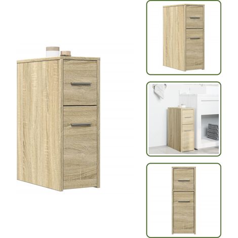 vidaXL Armoire de salle de bain étroite avec roulettes chêne sonoma (1/5)