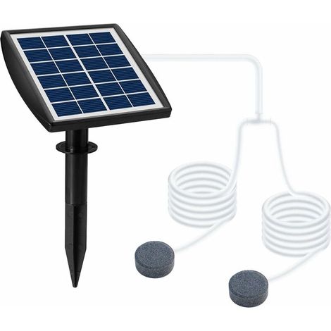 Pond Aeration，Solar Powered Air Pump Kit, 2W Adjustable Solar Panel with Air Hoses and 2 Air Bubble Stones, 4.8L/H Oxygen Aerator for Garden, Swimming Pool, Pond , aqua (1/5)
