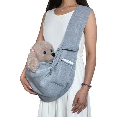 Mochila para perros de hasta 10 kg,Bolsa de transporte para perros,Arnés de 12 cm para reducir la presión y facilitar el transporte,Gris 38x70 (1/5)