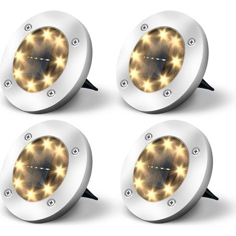 (4er-Pack) Solar-Gartenleuchten für Terrasse und Garten – 8 LEDs, für Gartenwege, Rasenflächen, Treppen und als stimmungsvolle Gartendekoration (1/5)