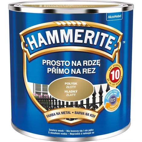 Pintura metálica Hammerite Straight to Rust color oro brillante 0,25 L