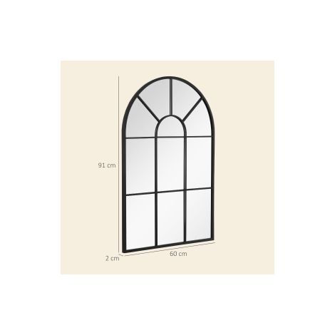 Miroir fenêtre noir à cadre métallique 91 x 60 cm avec design décoratif pour salon, chambre et entrée (1/5)