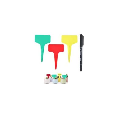 120 pezzi Etichette da Giardino Esterno Marcatori in Plastica per Piante a Forma di T Etichette in Plastica per Orto con Penna Impermeabile Etichettatura Riutilizzabile e Accessori per Piante (rosso, (1/5)