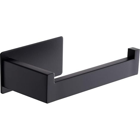 Portarrollos de papel higiénico de pared, sin taladro, para baño y cocina, color negro (1/5)