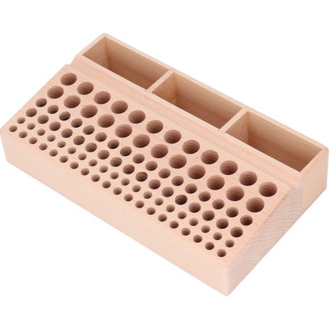 Casier à outils cuir 98 trous en bois de hêtre avec 3 fentes rangements pour burins perfo alêsoirs bijouterie cuir bricolage (1/5)